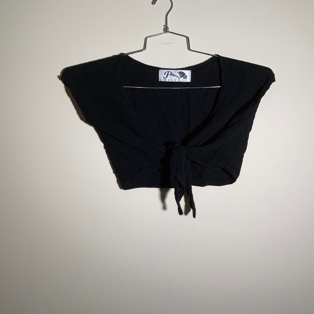 Purrr Melrose cropped black tie top